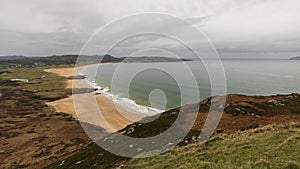 Panoramic view of unspoiled Portsalon beach