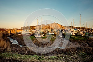 Panoramic view of Uphil Marina Weston super Mare  Somerset UK