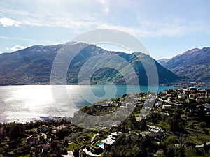 Panoramic view, the upper part of Lake Como over Gravedona, down to Bellagio