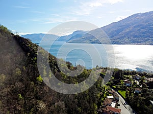 Panoramic view, the upper part of Lake Como over Gravedona, down to Bellagio