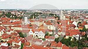 Panoramic view on Upper town and st Mark church tower in Zagreb, Croatia