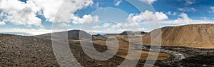 Panoramic view on valley close to Geldingadalir volcano in Iceland