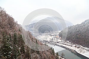 Panoramic view of valley The Izvorul Muntelui Dam