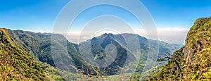 Panoramic view of the valley from mountain saddle Worlds End in Horton Plains National Park - Sri Lanka