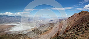 Panoramic view of the valley and salt flat of Death Valley National Park from Danteâ€™s View