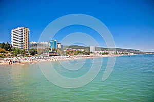 Panoramic view on Varna beach in Bulgaria. photo
