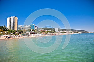 Panoramic view on Varna beach in Bulgaria.