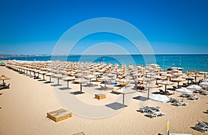 Panoramic view on Varna beach in Bulgaria.