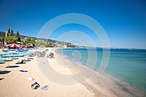 Panoramic view on Varna beach in Bulgaria.