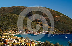 Panoramic view of Vasiliki village on Lefkada island