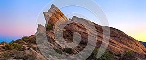 Panoramic View of Vasquez Rocks at Sunset