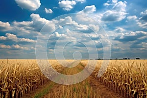 panoramic view of vast cornfields during harvest season
