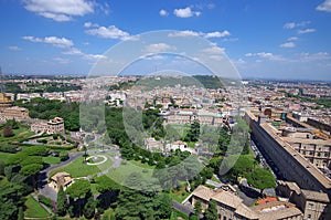 Panoramic view at the Vatican Gardens in Rome.