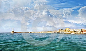 Panoramic view at the Venetian Lighthouse at Chania