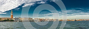 Panoramic view of Venice from the sea.  Italy