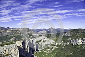 Panoramic view of the Verdon Gorges, Grand Canyon. Alpes de Haute Provence. France