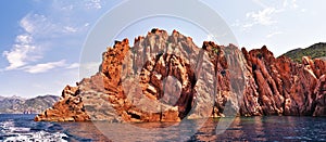 Panoramic view of vertical rocks of Calanques de Piana