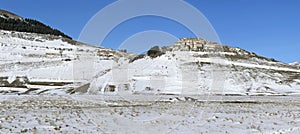 Panoramic view of village of Castelluccio of Norcia, in Umbria,