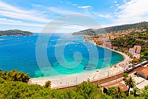 Panoramic view of Villefranche-sur-mer, french riviera, France