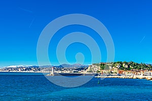 Panoramic view of Villefranche-sur-Mer, Nice, French Riviera.