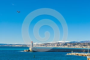 Panoramic view of Villefranche-sur-Mer, Nice, French Riviera.