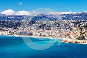 Panoramic view of Villefranche-sur-Mer, Nice, French Riviera.