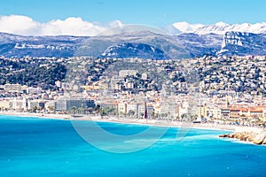 Panoramic view of Villefranche-sur-Mer, Nice, French Riviera.