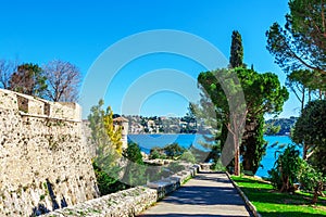 Panoramic view of Villefranche-sur-Mer, Nice, French Riviera.