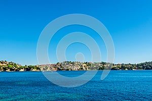 Panoramic view of Villefranche-sur-Mer, Nice, French Riviera.