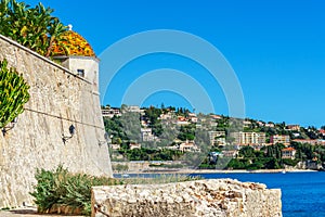 Panoramic view of Villefranche-sur-Mer, Nice, French Riviera.