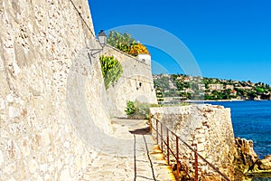 Panoramic view of Villefranche-sur-Mer, Nice, French Riviera.