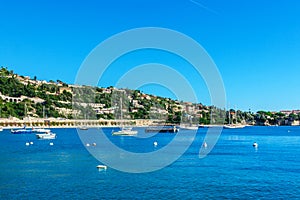 Panoramic view of Villefranche-sur-Mer, Nice, French Riviera.