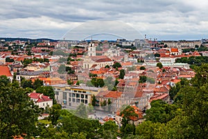 Panoramic view of Vilnius old town from Gediminas Tower, Lithuania