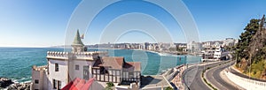 Panoramic view of Vina del Mar skyline with Wulff Castle - Vina del Mar, Chile