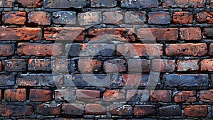 Panoramic View of Vintage Red Brick Wall Pattern for Background. Concept Vintage, Red Brick Wall,