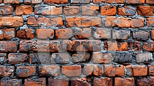 Panoramic View of Vintage Red Brick Wall Pattern for Background. Concept Vintage Background, Red
