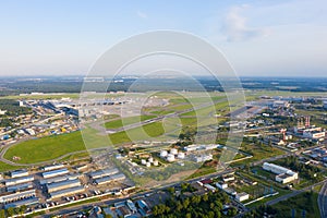 panoramic view of the Vnukovo international airport and the residential area of the city of Moscow