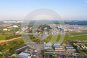 panoramic view of the Vnukovo international airport and the residential area of the city of Moscow