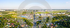 panoramic view of the Vnukovo international airport and the residential area of the city of Moscow