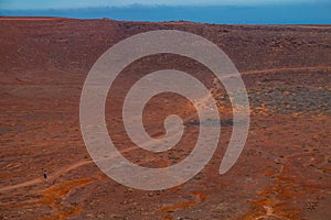 Panoramic view of Volcano Montana Roja de Playa Blanca, Lanzarote, Spain.