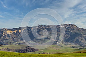 Panoramic view of Volterra seen from Lajatico, Pisa, Italy