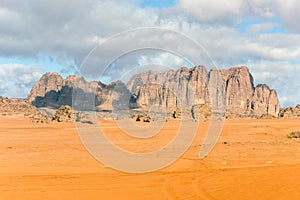 Panoramic view Wadi Rum desert, Jordan