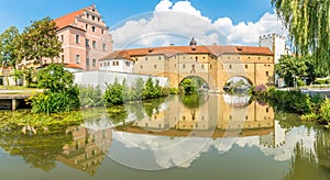 Panoramic view at the Water Tower over Vils river in Amberg, Germany