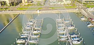 Panoramic view waterfront downtown of Corpus Christi with marina