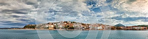 Panoramic view of the waterfront of Pylos, Greece photo