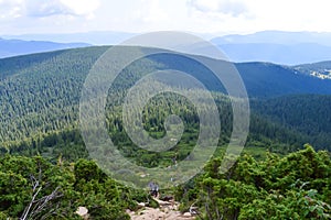 Panoramic view on way to Hoverla, Carpathian mountains