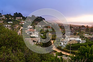 Panoramic view of the wealthy beach town of Santo Domingo in Chile