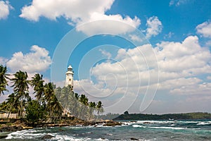 Panoramic view at White lighthouse Dondra. Southernmost point in Sri Lanka.