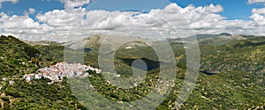 Panoramic view of White Village Pueblos Blancos, Malaga, Andal photo