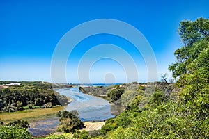 Panoramic view of the winding Irwin River mouth, Dongara, Australia